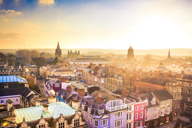 City of Oxford, as seen from Above at Sunset, United Kingdom